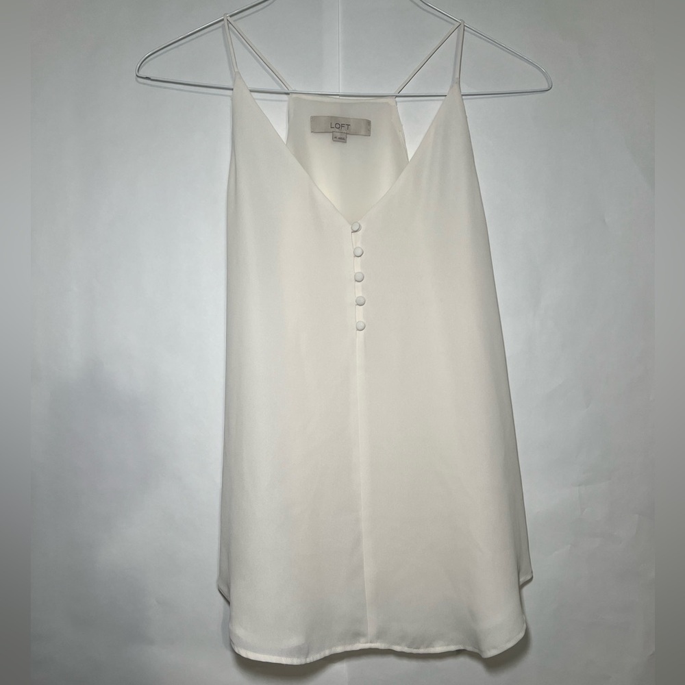 LOFT Cream/Off-White Button-Front Spaghetti Strap Camisole Top Women’s Size XS